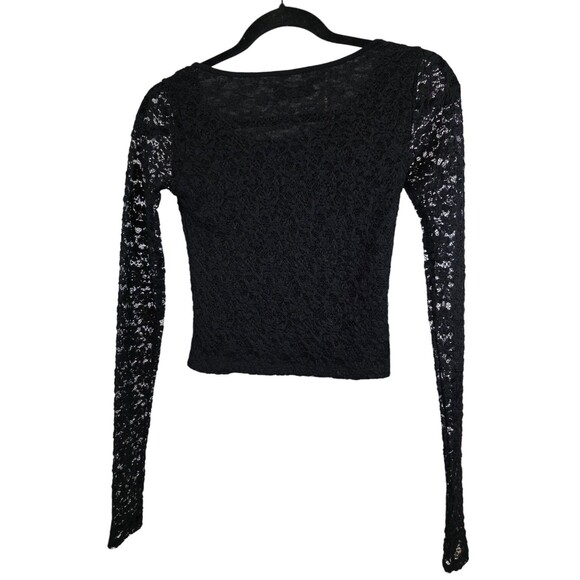 Abercrombie & Fitch Top Womans Extra Small Black Lace Top Stretchy Y2K Retro - Picture 2 of 5